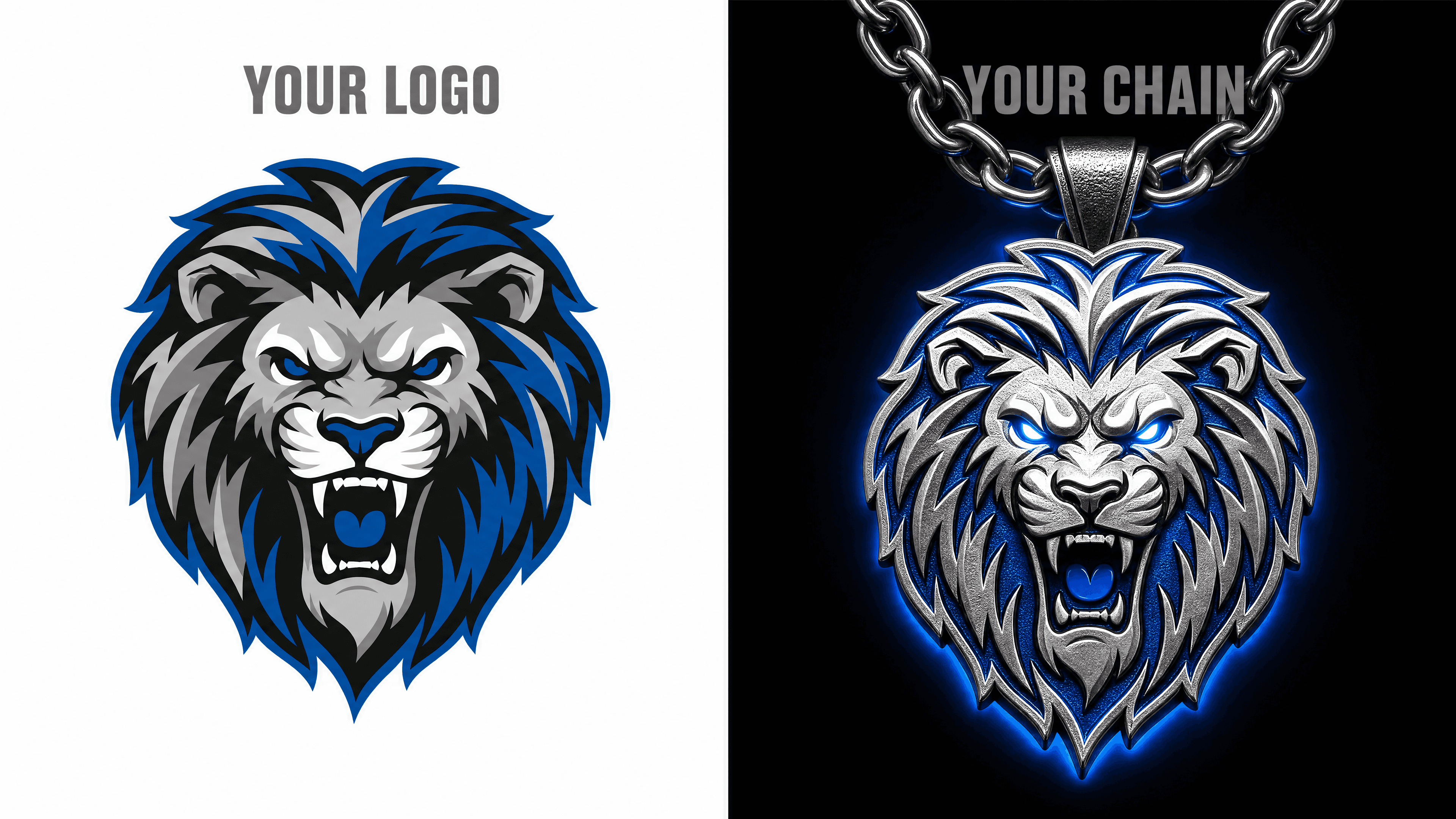 A team logo transformed into a finished 3D-printed hype chain