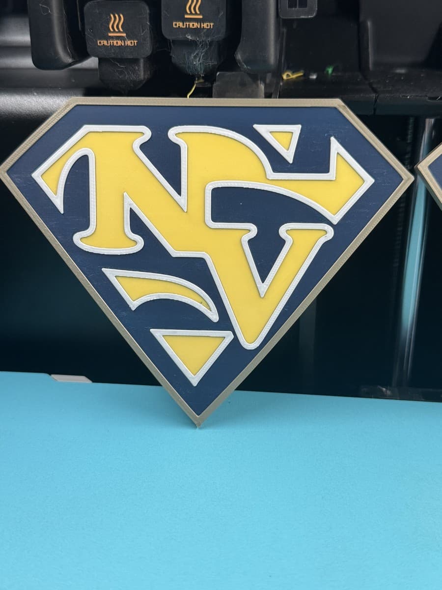Blue and yellow NV shield-shaped hype-chain pendant
